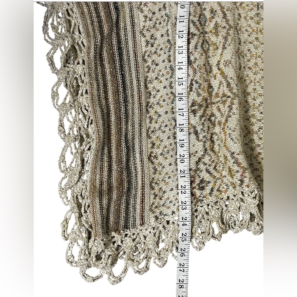 Free People Casablanca Boho Knit Poncho Wool Cream Brown XS - Picture 9 of 14